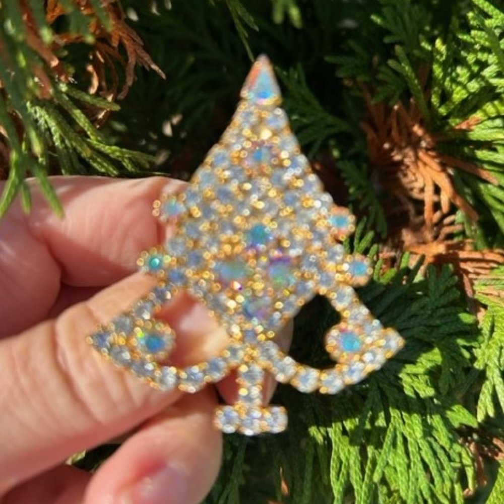 SALE 💚💚AB Rhinestone Christmas Tree VTG BROOCH - Picture 2 of 6